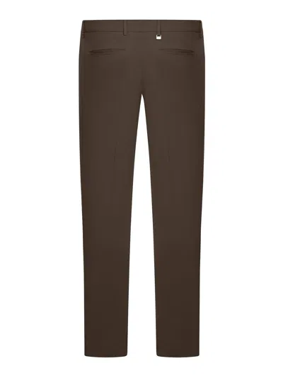 Pt Torino B-stretch Wool Pants With Front Button Closure In Marrón