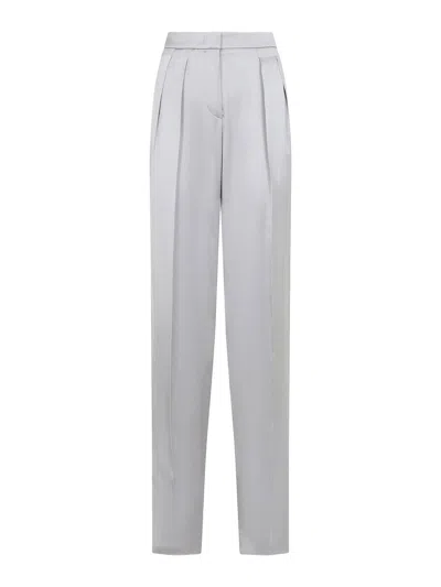 Giorgio Armani Grey Silk Satin Trousers With Double Pleats In Gris