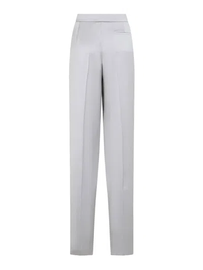 Giorgio Armani Grey Silk Satin Trousers With Double Pleats In Gris