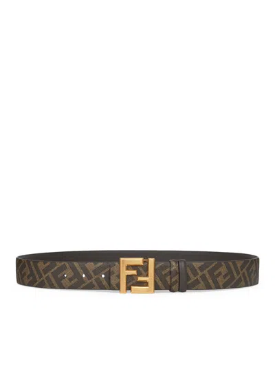 Fendi Reversible Ff-pattern Belt In Marrón