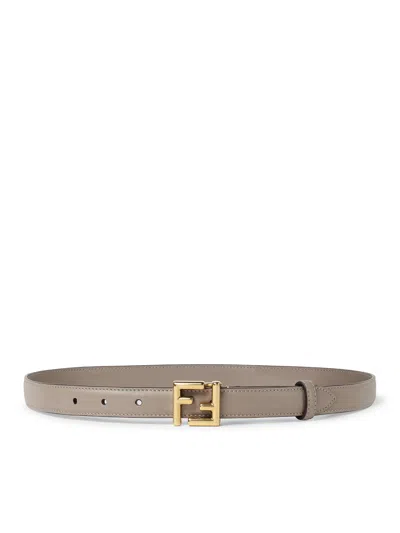 Fendi Ff Leather Belt In Gris