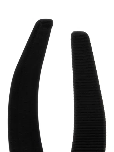 Ferragamo Crystal Embellished Cotton Blend Hair Band In Negro