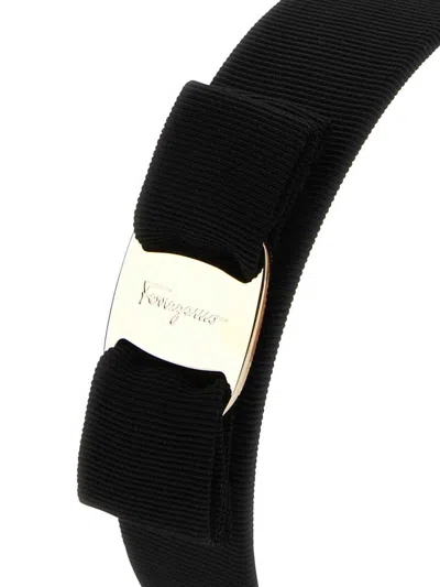Ferragamo Crystal Embellished Cotton Blend Hair Band In Negro