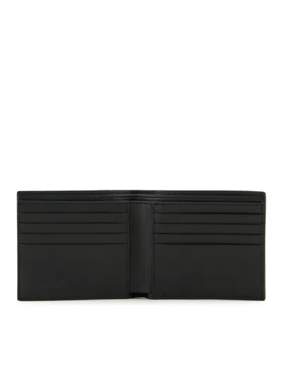 Giorgio Armani Bifold Wallet In Embossed Leather In Negro