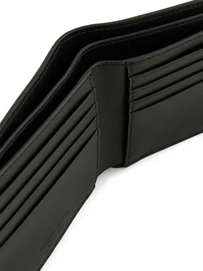 Giorgio Armani Bifold Wallet In Embossed Leather In Negro