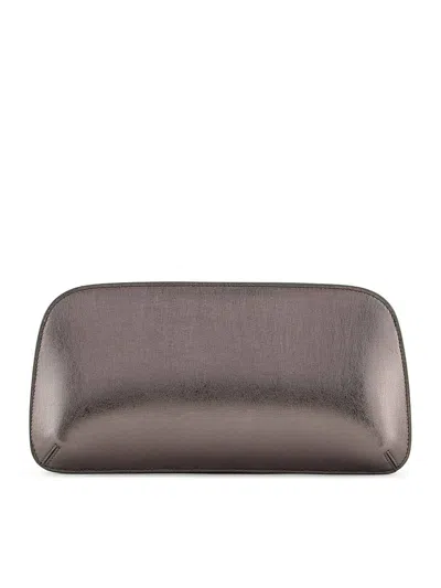 Giorgio Armani Horizontal Clutch The First In Laminated Leather In Gris