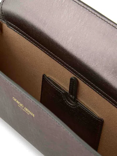 Giorgio Armani Horizontal Clutch The First In Laminated Leather In Gris