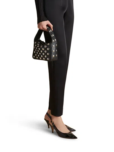 Khaite Elena Small Studded Textured-leather Shoulder Bag In Negro