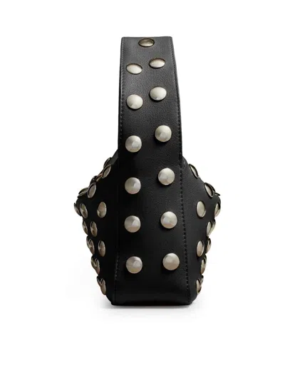 Khaite Elena Small Studded Textured-leather Shoulder Bag In Negro