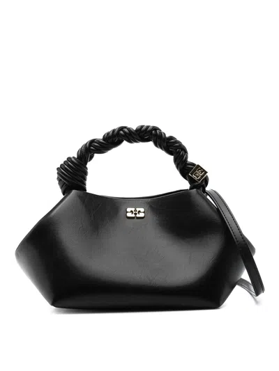 Ganni Bou Bag Small Crinkle Oleatex Handbags In Negro