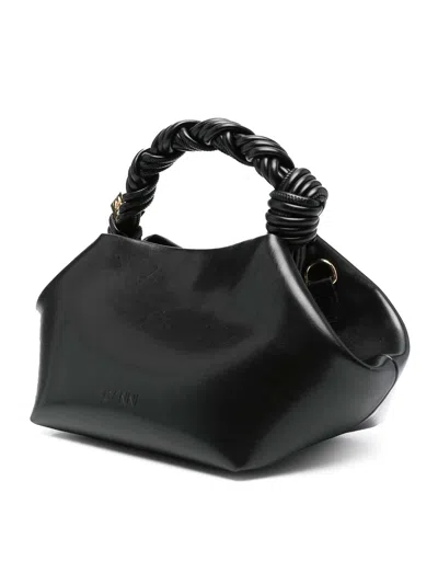 Ganni Bou Bag Small Crinkle Oleatex Handbags In Negro