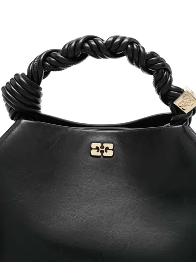 Ganni Bou Bag Small Crinkle Oleatex Handbags In Negro