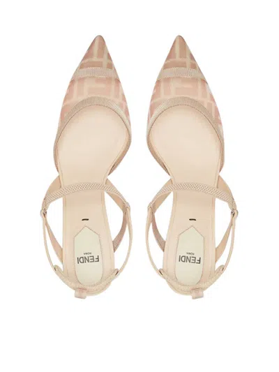 Fendi Colibri Lite Slingback In Pink Ff Mesh Women In Color Carne Y Neutral