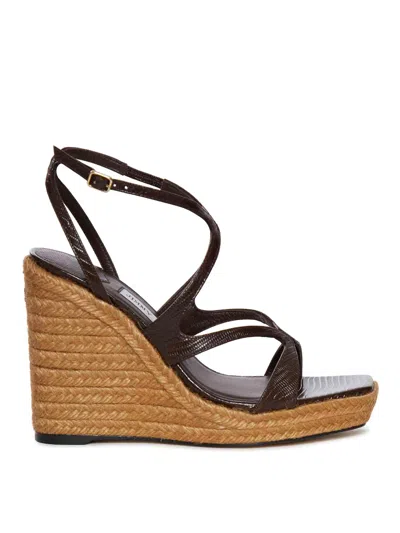Jimmy Choo Ayla 110 Shoe With Lizard Effect Leather Wedge In Marrón