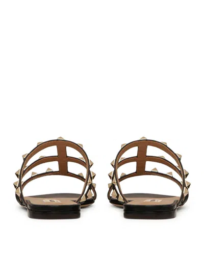 Valentino Rockstud Caged Leather Sandal In Black