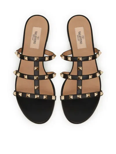 Valentino Rockstud Caged Leather Sandal In Black
