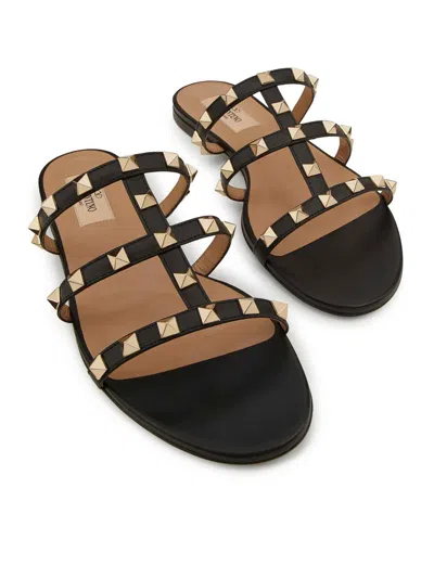 Valentino Rockstud Caged Leather Sandal In Black