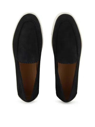 Giorgio Armani Almond Toe Leather Sneaker With Braid Detailing In Negro
