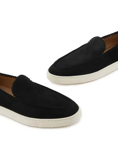 Giorgio Armani Almond Toe Leather Sneaker With Braid Detailing In Negro
