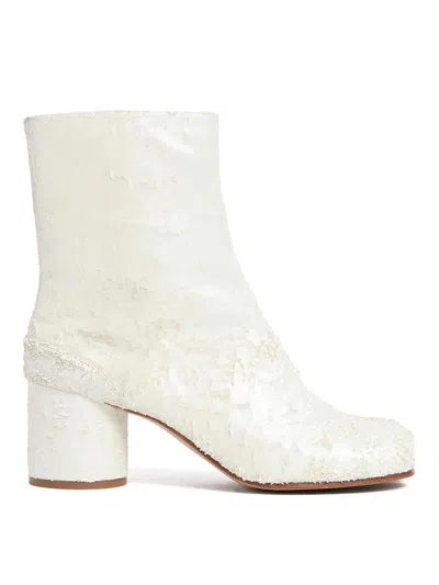 Maison Margiela Women's White Leather Ankle Boots In Blanco