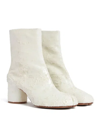 Maison Margiela Women's White Leather Ankle Boots In Blanco