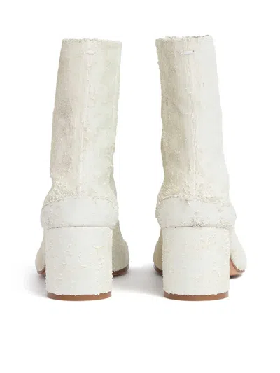 Maison Margiela Women's White Leather Ankle Boots In Blanco