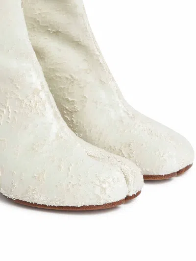 Maison Margiela Women's White Leather Ankle Boots In Blanco