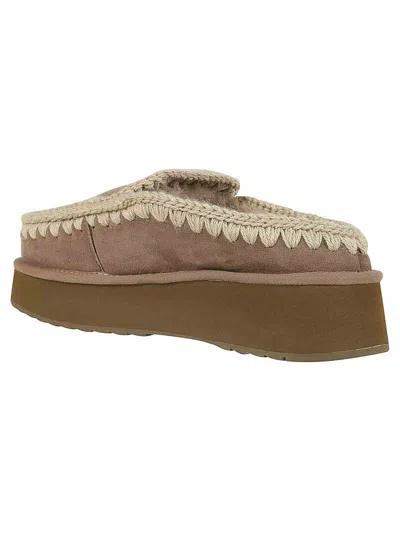 Mou Elephant Grey Clog Eskimo Platform Mules In Nude