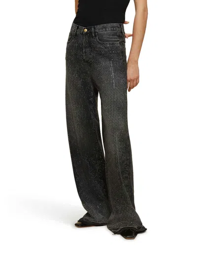 Lois Embellished Denim Wide-leg Jeans In Negro