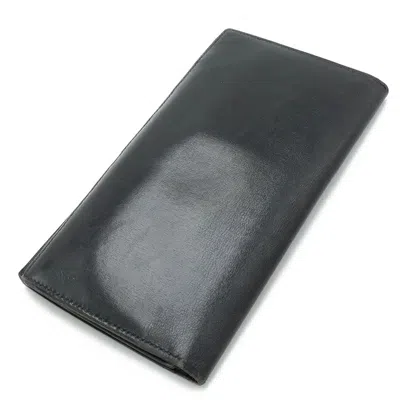 Pre-owned Hermes Black Box Calf Leather Long Bill Wallet (bi-fold) ()
