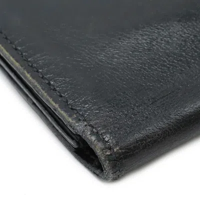 Pre-owned Hermes Black Box Calf Leather Long Bill Wallet (bi-fold) ()