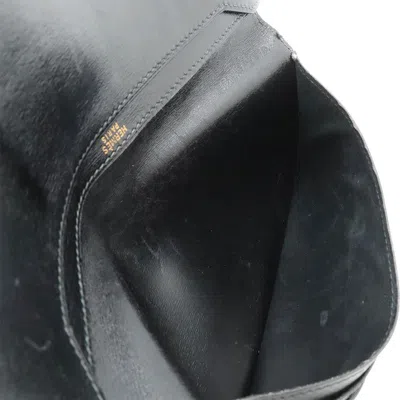 Pre-owned Hermes Black Box Calf Leather Long Bill Wallet (bi-fold) ()