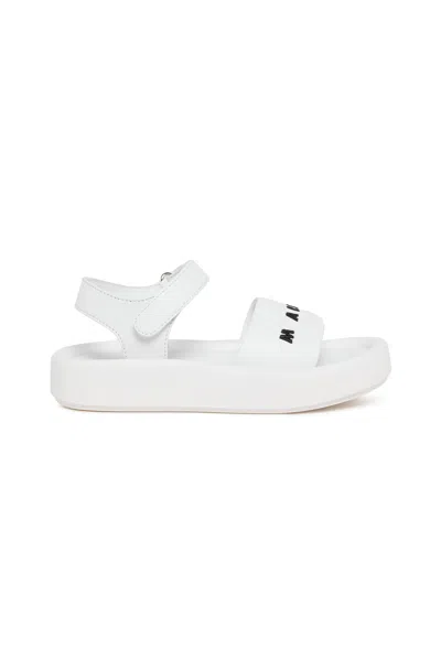 Marni Sandali In Pelle Con Suola Chunky In White