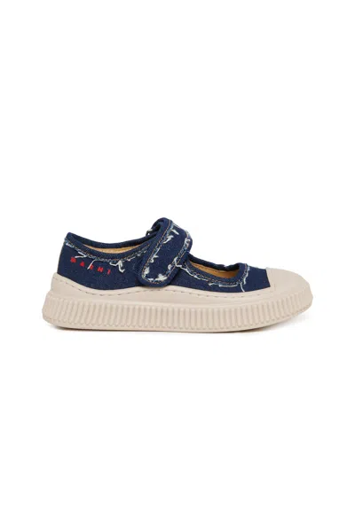 Marni Pablo Mary Jane Denim Sneakers In Blue Denim