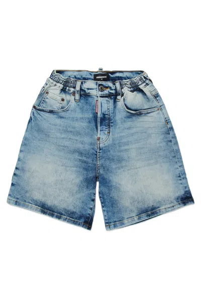 Dsquared2 Shorts In Denim Effetto Marmorizzato In Blue Denim