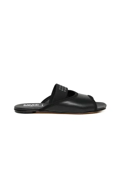 Mm6 Maison Margiela Ciabatte Slide In Pelle Con Elastico In Black
