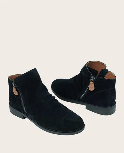 Gentle Souls - Emma Suede Double Zip Bootie In Black Suede