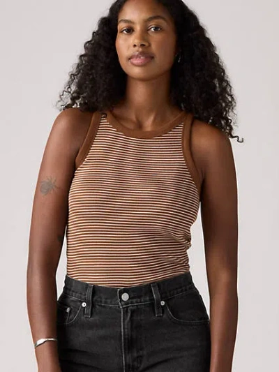 Levi's Essential Racer Tank Top In Cloves Stripe Sorrel