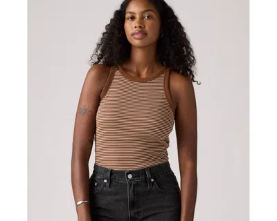 Levi's Essential Racer Tank Top In Cloves Stripe Sorrel