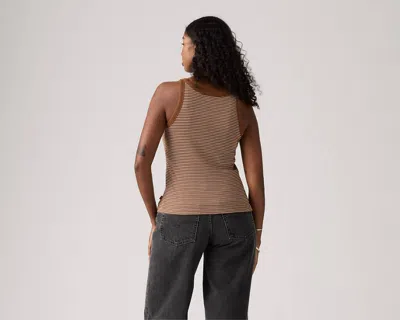 Levi's Essential Racer Tank Top In Cloves Stripe Sorrel