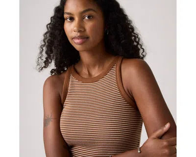 Levi's Essential Racer Tank Top In Cloves Stripe Sorrel