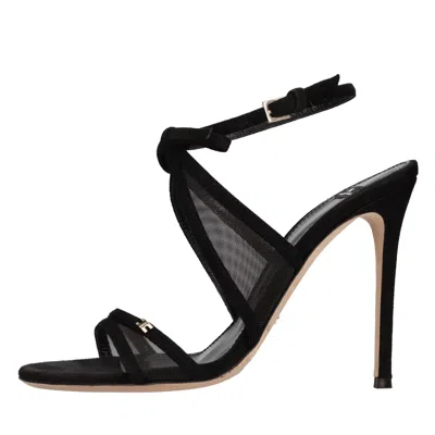 Elisabetta Franchi Black Heeled Sandal With Bow In Nero Scuri