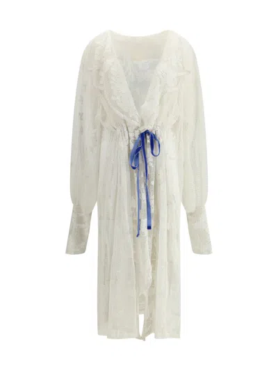 Ella Crocheted Design Long Jacket In White