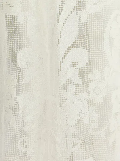 Ella Crocheted Design Long Jacket In White