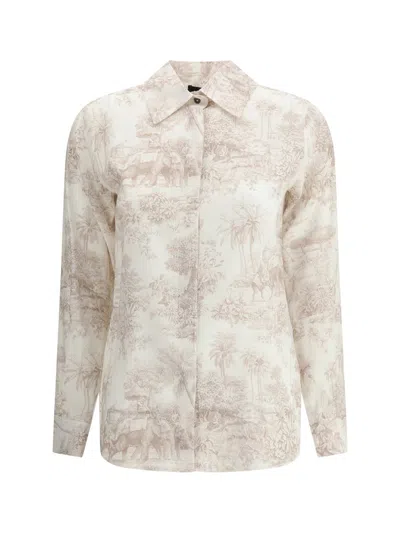 Ella Toile De Jouy Printed Shirt In White