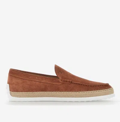 Tod's Braided Suede Loafers In Brown
