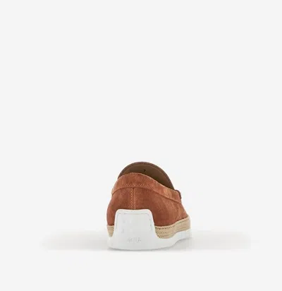 Tod's Braided Suede Loafers In Brown