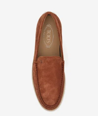 Tod's Braided Suede Loafers In Brown