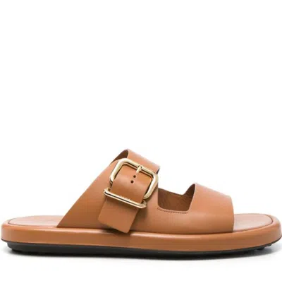 Tod's Leather Sandals In Brown