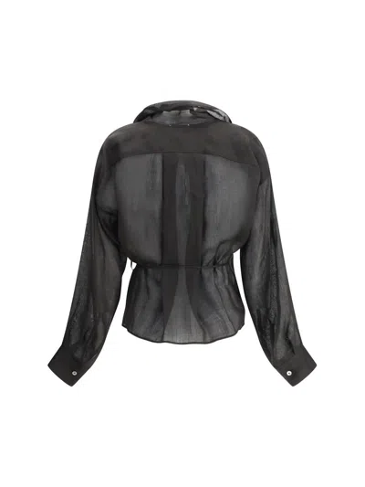 Forte Forte Airy Crossed Shirt With Shawl Lapels In Black